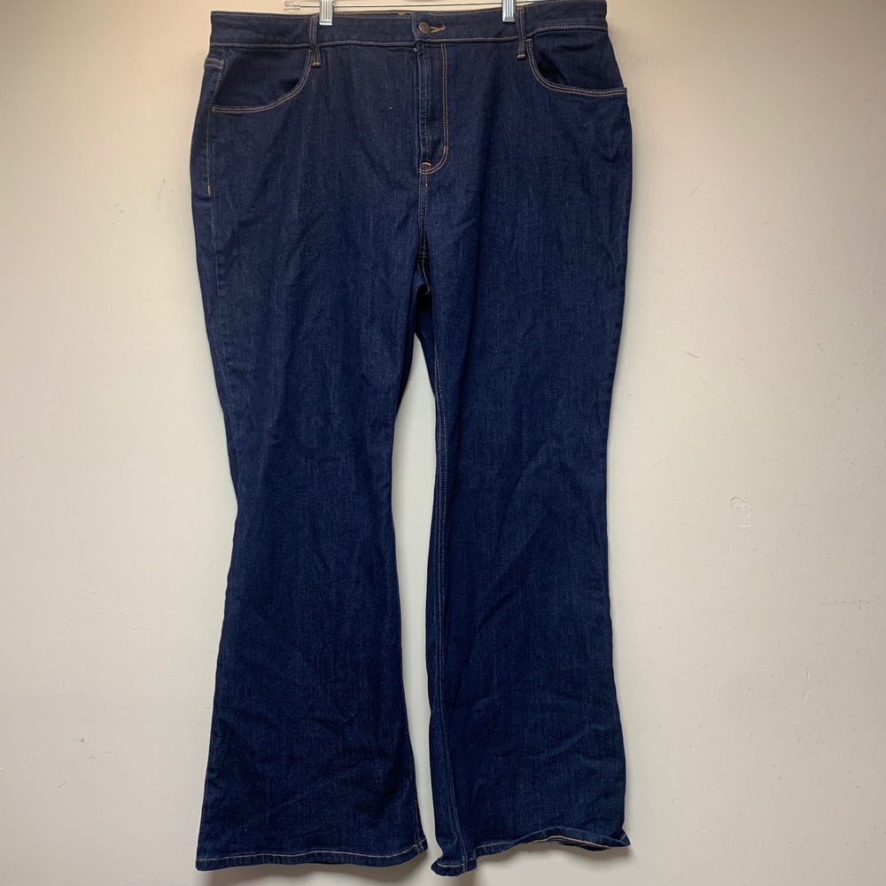 Old Navy Wow Flare Jeans Womens 18 Dark Blue Excellent High Rise Stretch Denim